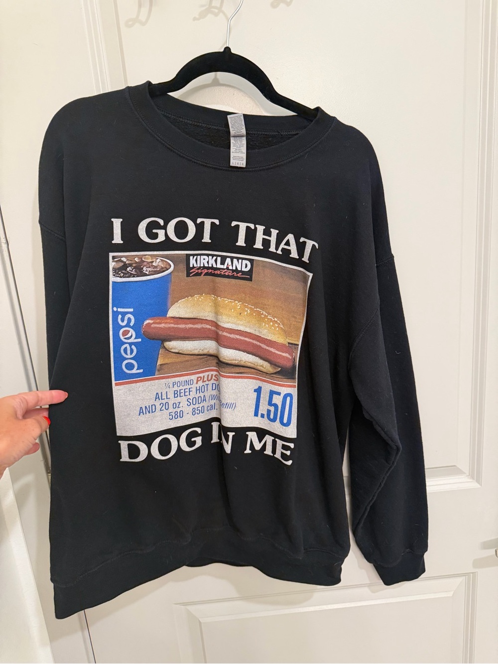 Kirkland Graphic Sweatshirt - Black with Vintage Pepsi Hot Dog Print
